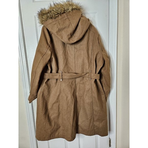 Rocawear Trench Retro Hip Hop 90s Hooded trench Coat Size 2XL Wool Blend Womens - Picture 10 of 16